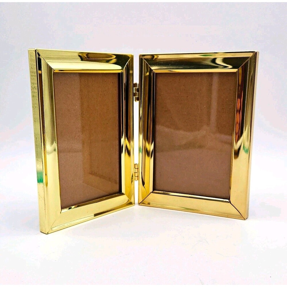 Vintage Brass Double Frame Heavy Duty Glass Black Felt Backing. Classic Goldtone